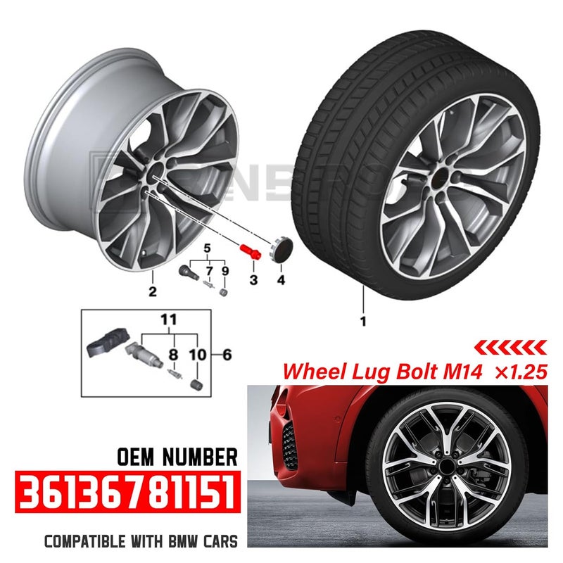 BINB ROAD 36136781151 Wheel Lug Bolt Nuts M14x1.25 Compatible with BMW MINI 328ix 428i 528i 535i 640i 740i X1 X2X3 X4 X5 X6,20Pcs - Image 2